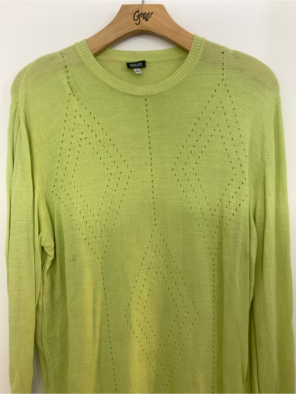 Versace Jeans Couture Neon Lime Knit Crewneck Sweater